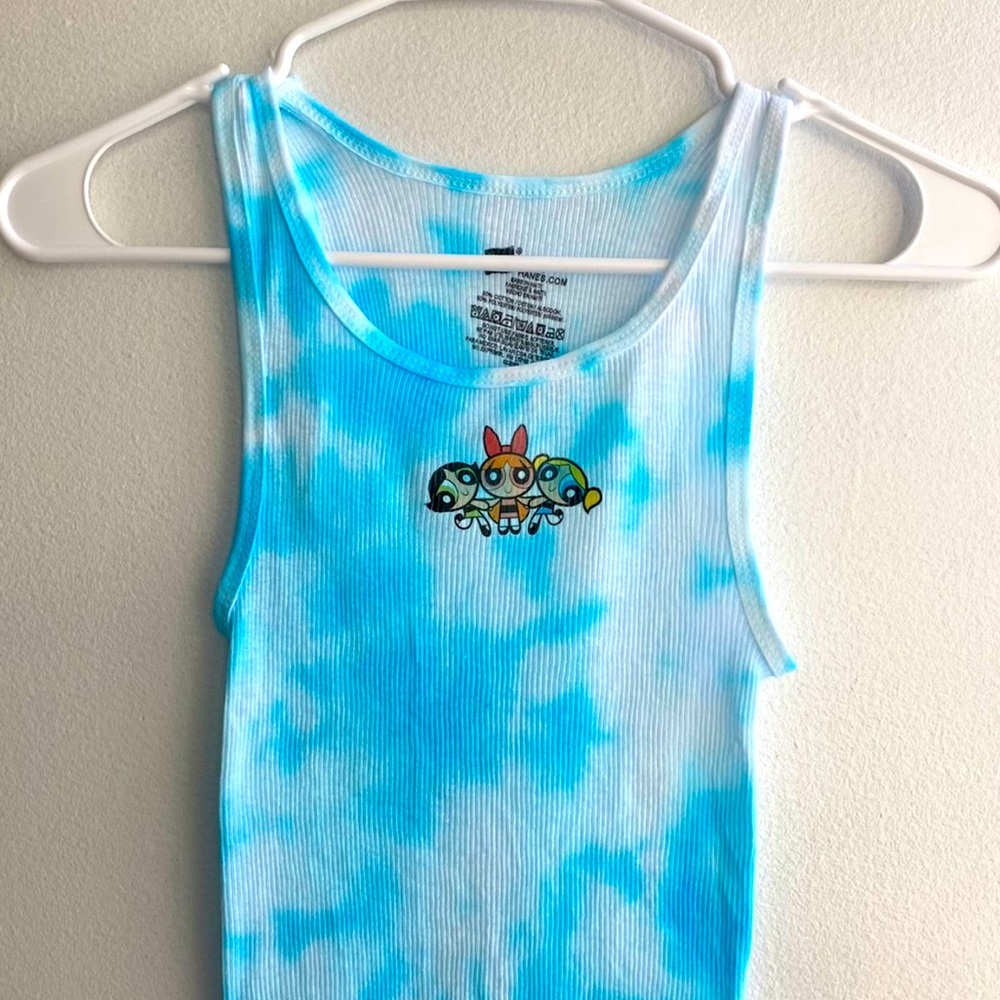 Y2K blue tie dye powerpuff girls top